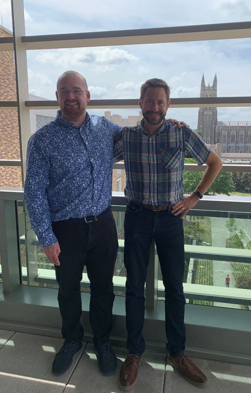 Me (Left) with my advisor Joel Collier (right) after defending my dissertation